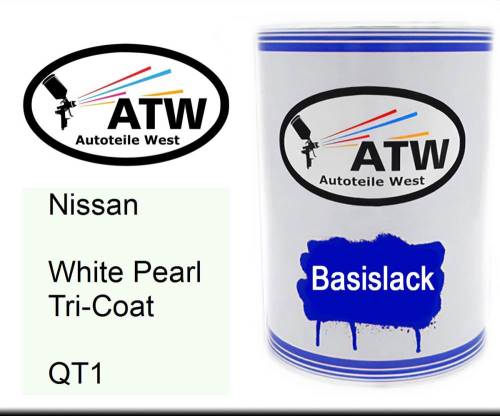 Nissan, White Pearl Tricoat, QT1: 500ml Lackdose, von ATW Autoteile West.